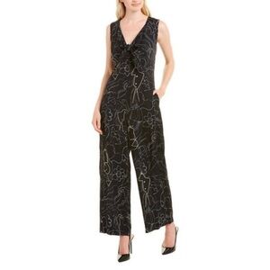 Like new LAFAYETTE 148 NEW YORK Adelphi Graphic V-Neck Jumpsuit size large